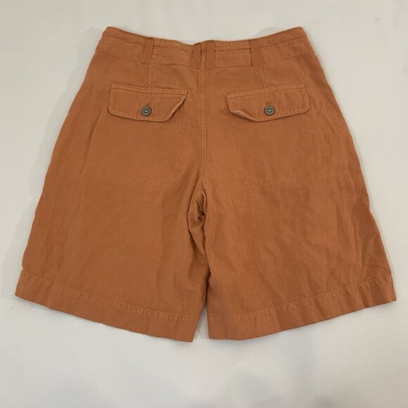 Pilcro Anthropologie Shorts 0 Bermuda Linen Orange Cargo Boho Beach Colorful - Picture 2 of 8